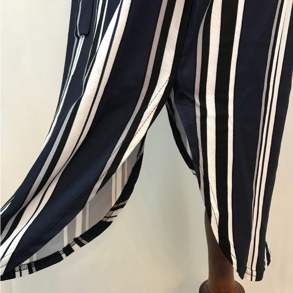 Navy & White Striped Short Sleeve O-Neck Midi - Picture 8 of 8